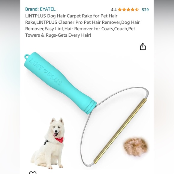 Lint Plus Dog Hair Carpet Rake - Picture 1 of 11